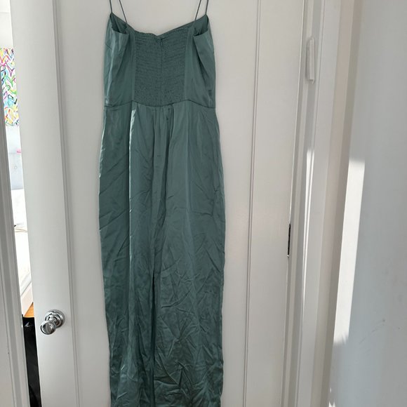 Reformation Frankie Sleeveless Maxi Silk Dress Verdigris Center Back Slit 6 - Picture 8 of 9